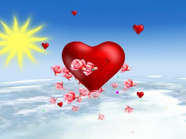 sarı güneş ve kırmızı kalp