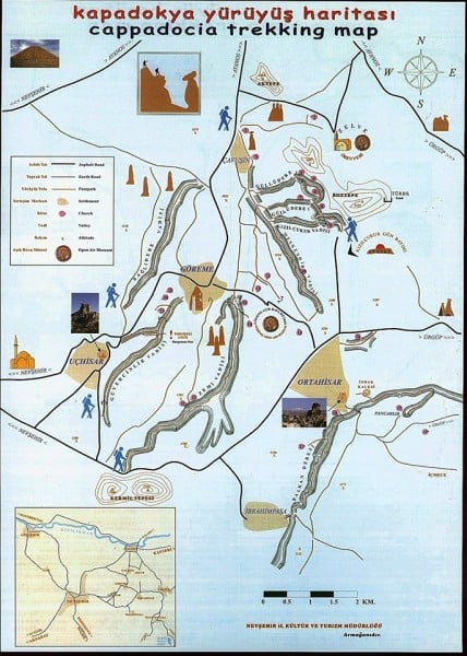 kapadokya yürüyüş haritası