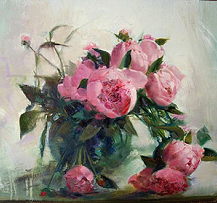 yağlıboya pembe çiçekler